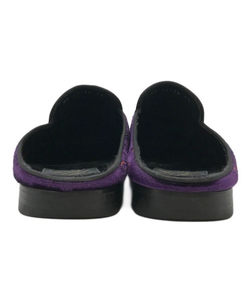 Needles（ニードルズ）Needles (ニードルズ) バタフライ刺繍スエードミュール パープル サイズ:42の古着・服飾アイテム