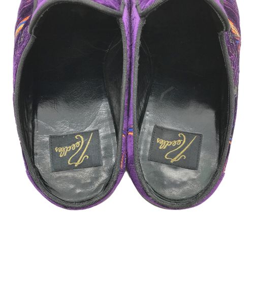 Needles（ニードルズ）Needles (ニードルズ) バタフライ刺繍スエードミュール パープル サイズ:42の古着・服飾アイテム