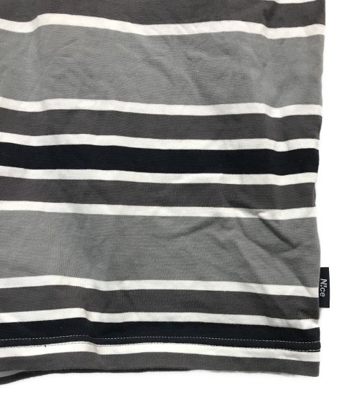 N!ce（ナイス）N!ce (ナイス) border long tee グレー サイズ:Sの古着・服飾アイテム