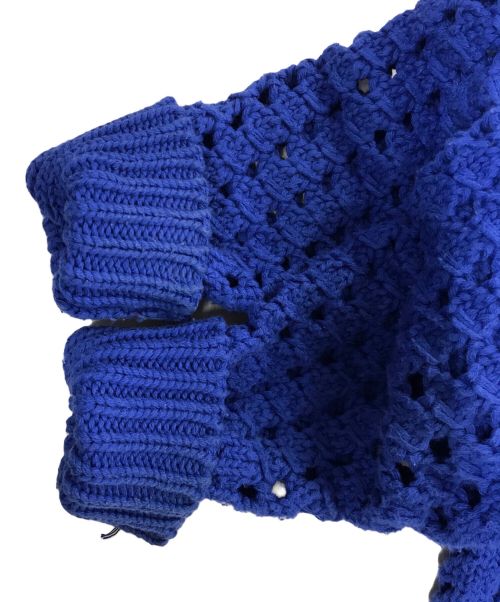 BATONER（バトナ―）BATONER (バトナ―) コットンビッグメッシュニットカーディガン ブルー サイズ:1の古着・服飾アイテム