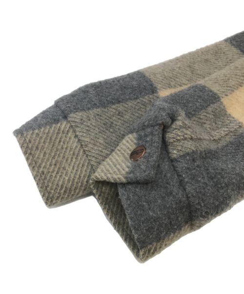 Wrangler（ラングラー）Wrangler (ラングラー) N.HOOLYWOOD (エヌ ハリウッド) 別注 ウール チェック ボア ランチジャケット グレー サイズ:Sの古着・服飾アイテム