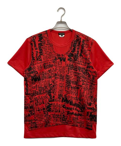 COMME des GARCONS HOMME PLUS（コムデギャルソンオムプリュス）COMME des GARCONS HOMME PLUS (コムデギャルソンオムプリュス) プリントTシャツ レッド サイズ:Mの古着・服飾アイテム