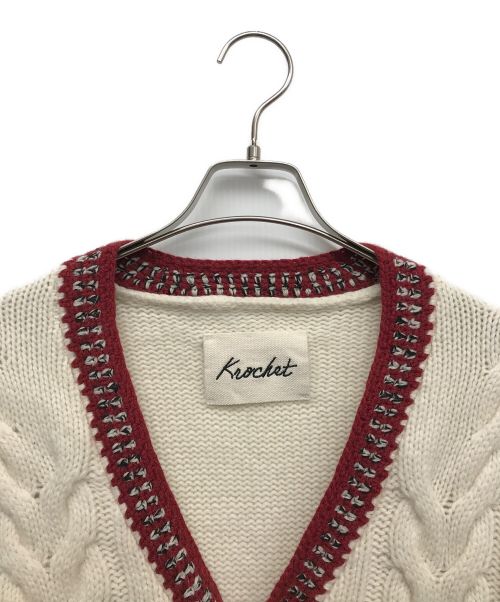 Krochet（クロシェ）Krochet (クロシェ) ニットカーディガン ホワイト サイズ:記載無の古着・服飾アイテム