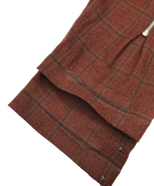 FUCKIN TOURIST（ファキンツーリスト）FUCKIN TOURIST (ファキンツーリスト) ジップデザインチェックパンツ ブラウン サイズ:記載無の古着・服飾アイテム