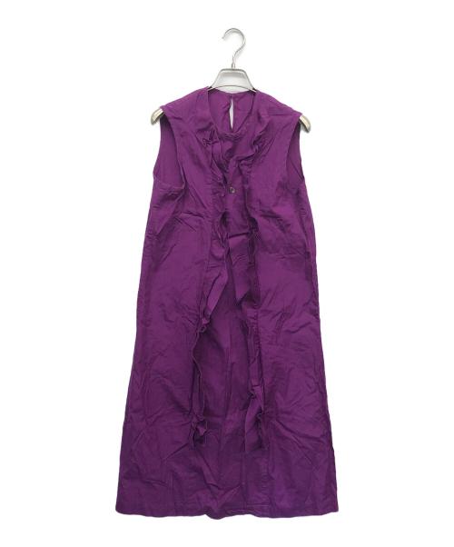 tricot COMME des GARCONS（トリココムデギャルソン）tricot COMME des GARCONS (トリココムデギャルソン) フリルアウトシームデザインノースリーブワンピース パープル サイズ:Mの古着・服飾アイテム