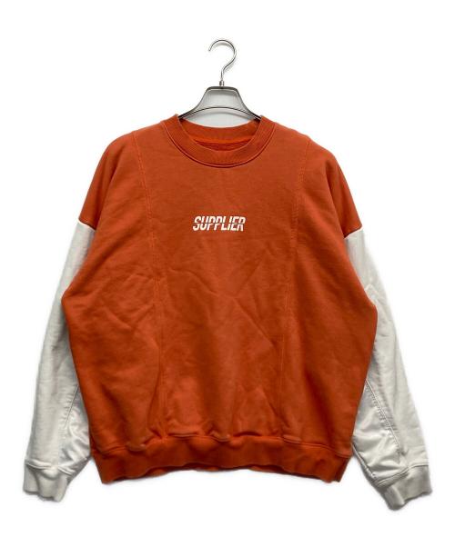 SUPPLIER（サプライヤー）SUPPLIER (サプライヤー) バイカラーロゴスウェット オレンジ サイズ:XLの古着・服飾アイテム