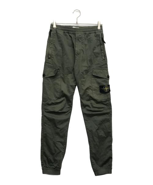 STONE ISLAND（ストーンアイランド）STONE ISLAND (ストーンアイランド) ガーメントダイ シャーリング テーパード ジョガー パンツカーゴパンツ カーキ サイズ:W28の古着・服飾アイテム