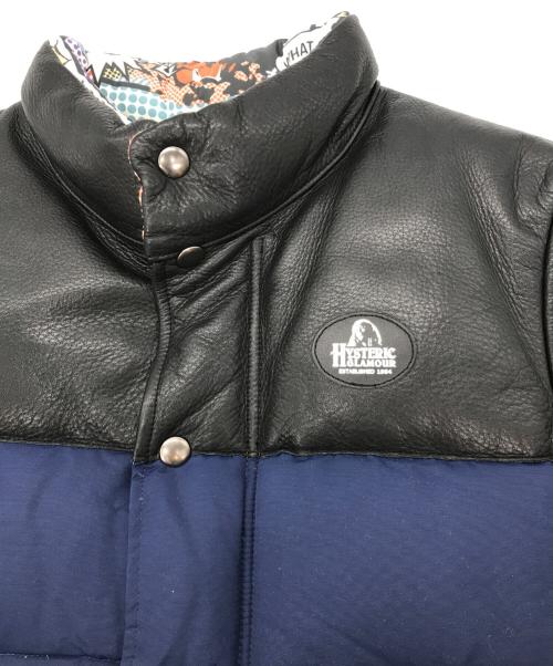 Hysteric Glamour（ヒステリックグラマー）Hysteric Glamour (ヒステリックグラマー) プリマロフトレザー切替ダウンジャケット ブラック サイズ:Mの古着・服飾アイテム