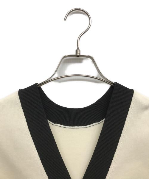 UNITED ARROWS TOKYO（ユナイテッドアローズトウキョウ）UNITED ARROWS TOKYO (ユナイテッドアローズトウキョウ) ミニマル 2WAY フレンチスリーブ ニットベスト ホワイト×ブラック サイズ:FREEの古着・服飾アイテム