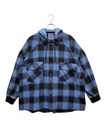 LAND by MILKBOY（ランドバイミルクボーイ）の古着「HOODED FLANNEL SHIRT」｜ブルー