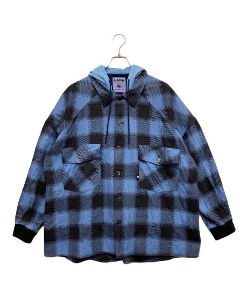 LAND by MILKBOY（ランドバイミルクボーイ）LAND BY MILKBOY (ランドバイミルクボーイ) HOODED FLANNEL SHIRT ブルー サイズ:無しの古着・服飾アイテム