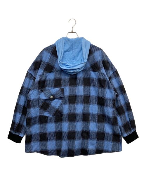 LAND by MILKBOY（ランドバイミルクボーイ）LAND BY MILKBOY (ランドバイミルクボーイ) HOODED FLANNEL SHIRT ブルー サイズ:無しの古着・服飾アイテム