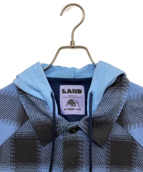 LAND by MILKBOY（ランドバイミルクボーイ）LAND BY MILKBOY (ランドバイミルクボーイ) HOODED FLANNEL SHIRT ブルー サイズ:無しの古着・服飾アイテム