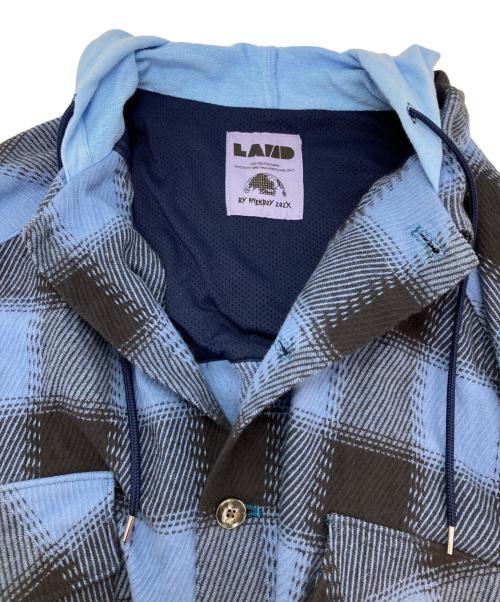 LAND by MILKBOY（ランドバイミルクボーイ）LAND BY MILKBOY (ランドバイミルクボーイ) HOODED FLANNEL SHIRT ブルー サイズ:無しの古着・服飾アイテム