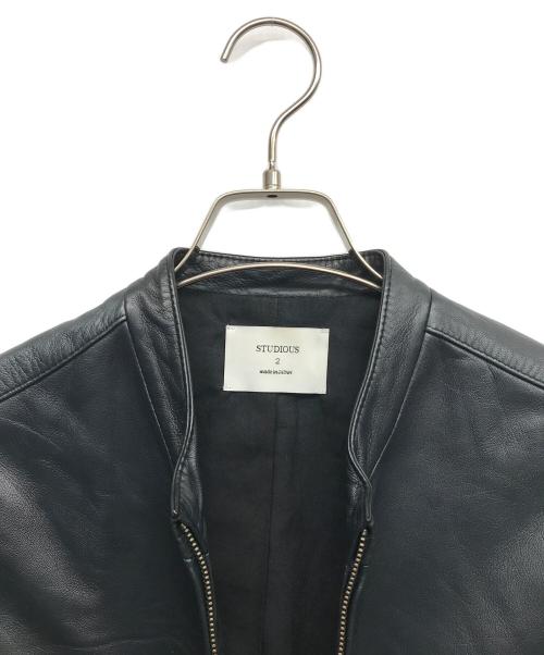 STUDIOUS（ステュディオス）STUDIOUS (ステュディオス) ラムレザーシングルライダースジャケット ブラック サイズ:2の古着・服飾アイテム