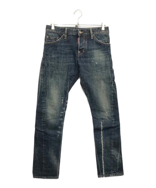 DSQUARED2（ディースクエアード）DSQUARED2 (ディースクエアード) クラッシュ加工STRAIGHT DENIM PANTS インディゴ サイズ:44の古着・服飾アイテム