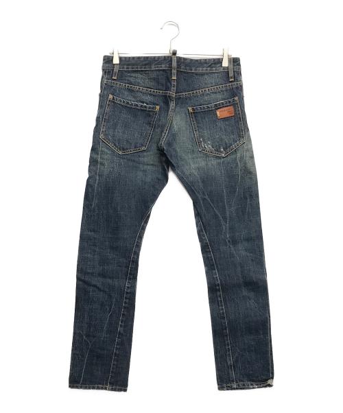 DSQUARED2（ディースクエアード）DSQUARED2 (ディースクエアード) クラッシュ加工STRAIGHT DENIM PANTS インディゴ サイズ:44の古着・服飾アイテム
