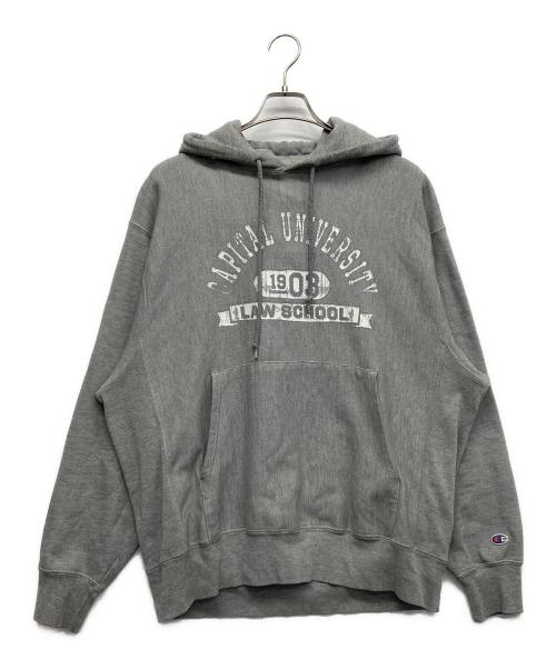 Champion REVERSE WEAVE（チャンピオン リバース ウィーブ）Champion REVERSE WEAVE (チャンピオン リバース ウィーブ) プリントパーカー グレー サイズ:Lの古着・服飾アイテム