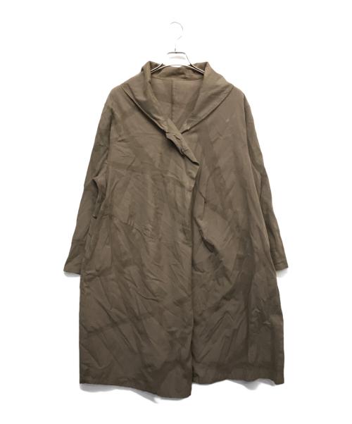 慈雨（ジウ）慈雨 (ジウ) ビッグカラーロングコート ブラウン サイズ:40の古着・服飾アイテム