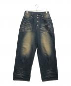 WISHFOREVERウィッシュフォーエバー）の古着「オーバーダイワイドデニムパンツ」｜インディゴ