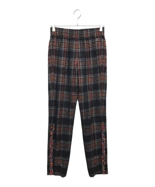 CHANEL（シャネル）CHANEL (シャネル) カシミヤ混 チェック柄 イージーパンツ ブラック サイズ:34の古着・服飾アイテム