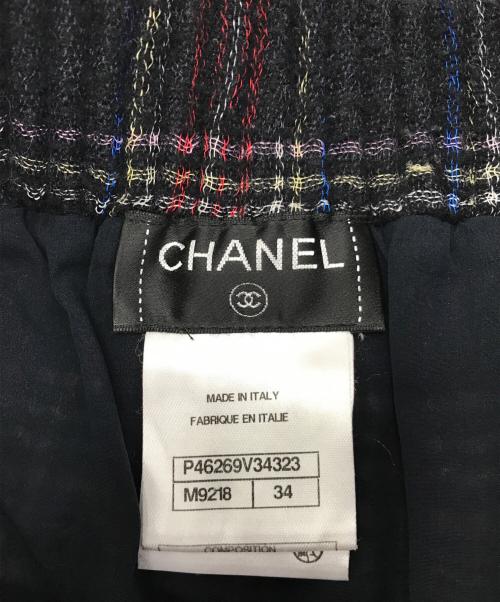 CHANEL（シャネル）CHANEL (シャネル) カシミヤ混 チェック柄 イージーパンツ ブラック サイズ:34の古着・服飾アイテム
