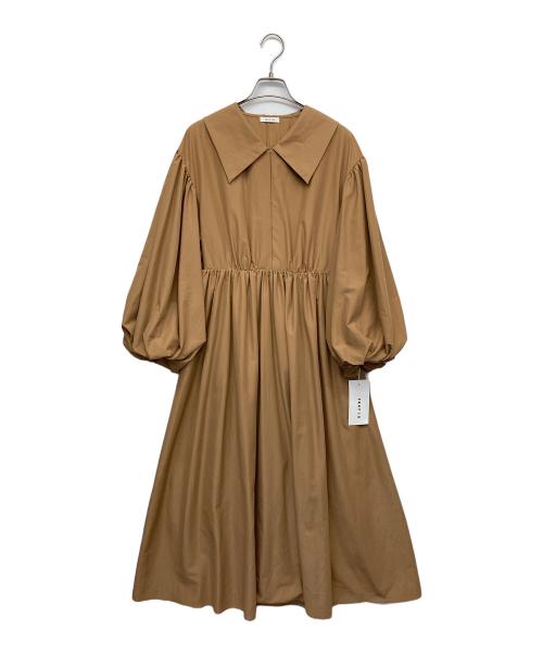 FRAY ID（フレイ アイディー）FRAY ID (フレイ アイディー) バルーンスリーブギャザーワンピース ベージュの古着・服飾アイテム