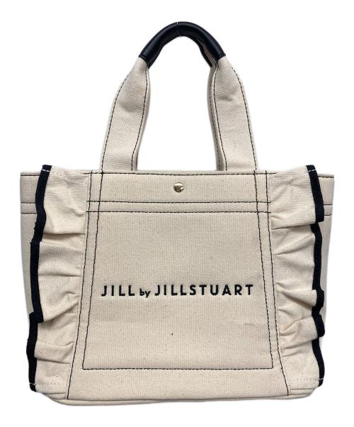 JILL BY JILLSTUART（ジル バイ ジルスチュアート）JILL BY JILLSTUART (ジル バイ ジルスチュアート) キャンバスフリルハンドバッグ ベージュの古着・服飾アイテム