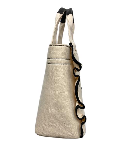 JILL BY JILLSTUART（ジル バイ ジルスチュアート）JILL BY JILLSTUART (ジル バイ ジルスチュアート) キャンバスフリルハンドバッグ ベージュの古着・服飾アイテム