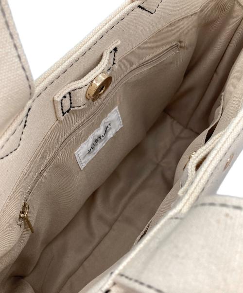 JILL BY JILLSTUART（ジル バイ ジルスチュアート）JILL BY JILLSTUART (ジル バイ ジルスチュアート) キャンバスフリルハンドバッグ ベージュの古着・服飾アイテム