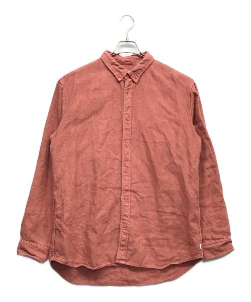 WHIMSY（ウィムジー）WHIMSY (ウィムジー) LINEN DYED SHIRT レッド サイズ:XLの古着・服飾アイテム