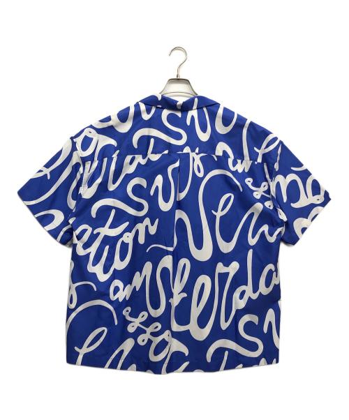 MewAmsterdam（ニューアムステルダム）MewAmsterdam (ニューアムステルダム) 総柄オープンカラーシャツ ブルー サイズ:Lの古着・服飾アイテム