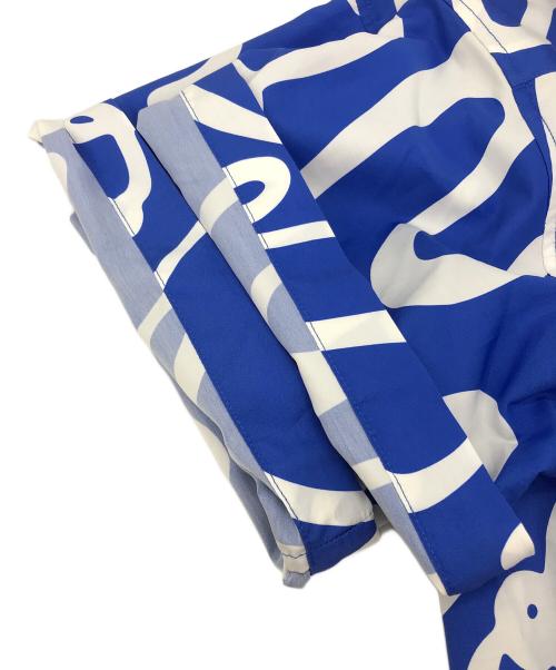 MewAmsterdam（ニューアムステルダム）MewAmsterdam (ニューアムステルダム) 総柄オープンカラーシャツ ブルー サイズ:Lの古着・服飾アイテム