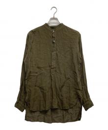 MAATEE&SONS（マーティーアンドサンズ）の古着「リネンプルオーバーシャツ」｜グリーン