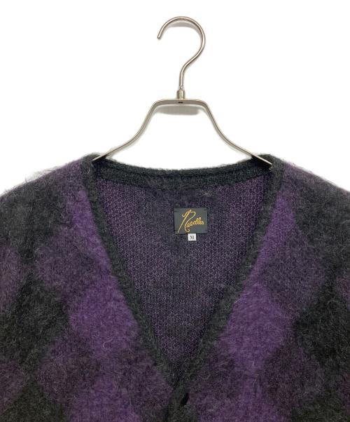 Needles（ニードルズ）Needles (ニードルズ) MOHAIR CARDIGAN - DIAMOND パープル サイズ:Mの古着・服飾アイテム