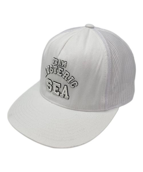 Hysteric Glamour（ヒステリックグラマー）Hysteric Glamour (ヒステリックグラマー) WIND AND SEA (ウィンダンシー) コラボメッシュキャップ ホワイトの古着・服飾アイテム