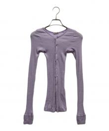 AURALEE（オーラリー）の古着「WOOL SOFT RIB CARDIGAN カーディガン」｜パープル
