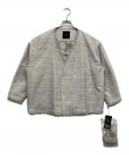 anuansアニュアンス）の古着「ツイードフリンジノーカラージャケット」｜グレー