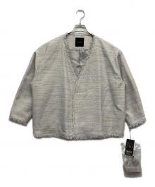 anuans（アニュアンス）の古着「ツイードフリンジノーカラージャケット」｜グレー