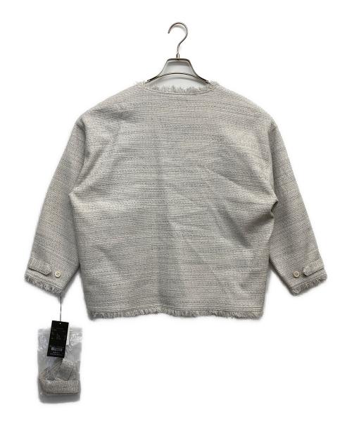 anuans（アニュアンス）anuans (アニュアンス) ツイードフリンジノーカラージャケット グレー サイズ:F 未使用品の古着・服飾アイテム