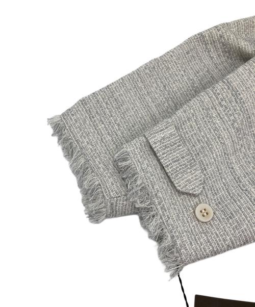 anuans（アニュアンス）anuans (アニュアンス) ツイードフリンジノーカラージャケット グレー サイズ:F 未使用品の古着・服飾アイテム