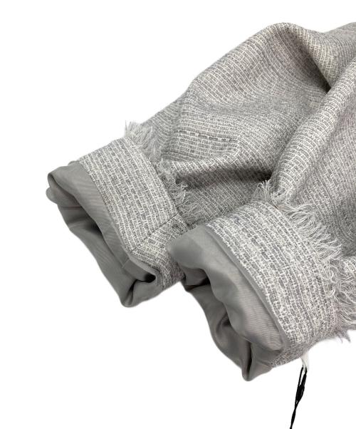 anuans（アニュアンス）anuans (アニュアンス) ツイードフリンジノーカラージャケット グレー サイズ:F 未使用品の古着・服飾アイテム