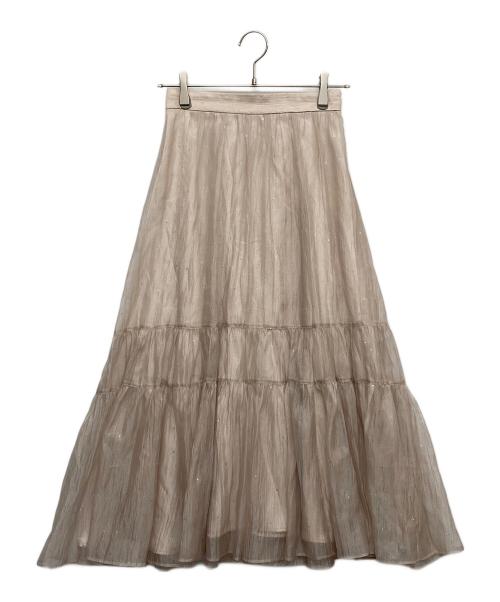 JUSGLITTY（ジャスグリッティー）JUSGLITTY (ジャスグリッティー) プチラメドットティアードスカート ベージュ サイズ:1の古着・服飾アイテム