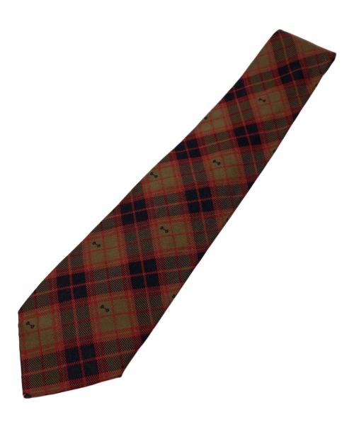 GUCCI（グッチ）GUCCI (グッチ) シルクネクタイ レッド×ブラウン サイズ:記載無の古着・服飾アイテム