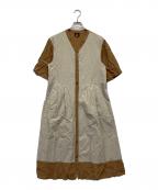 Rosierロジエ）の古着「タイプライターストライプロングコートドレス」｜ブラウン