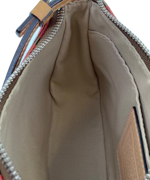 COACH（コーチ）COACH (コーチ) シグネチャーワンショルダーバッグ ブラウン×レッドの古着・服飾アイテム