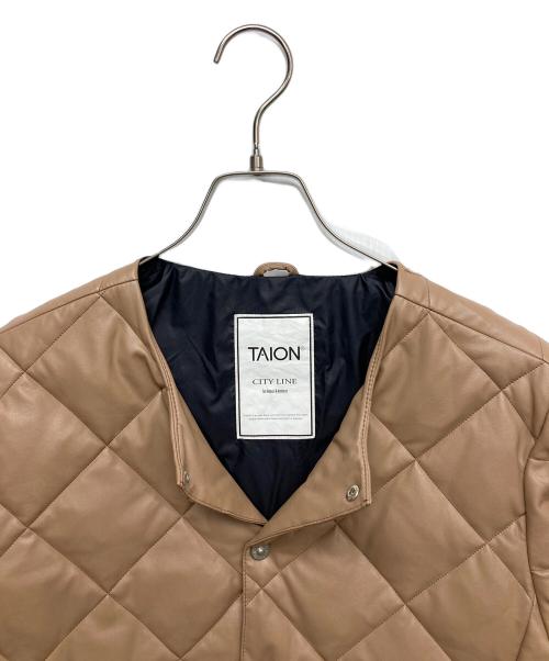 TAION（タイオン）TAION (タイオン) キルティングフェイクレザーダウンジャケット ブラウン サイズ:記載なしの古着・服飾アイテム