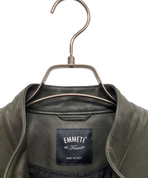 EMMETI（エンメティ）EMMETI (エンメティ) JURI ラムスキン シングル ライダース ジャケット グリーン サイズ:44の古着・服飾アイテム