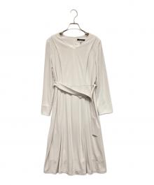 MICHEL KLEIN（ミッシェルクラン）の古着「Vネックジャージーワンピース」｜ホワイト