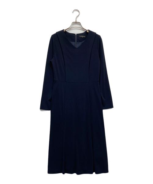 MICHEL KLEIN（ミッシェルクラン）MICHEL KLEIN (ミッシェルクラン) Vネックジャージーワンピース ネイビー サイズ:38の古着・服飾アイテム
